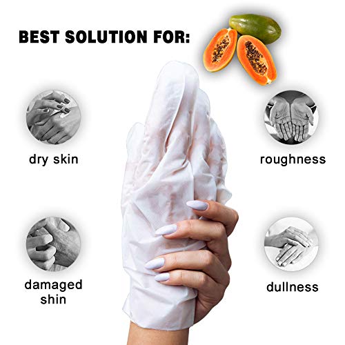 5 par de valores hidratación guantes - Máscaras natural y original de la papaya hidratante de la mano Para Manos Secas - Profundamente Brigthening Hidratante y guantes suavizar las pieles secas