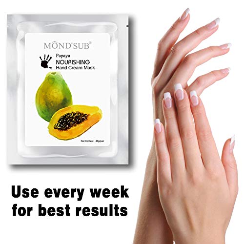 5 par de valores hidratación guantes - Máscaras natural y original de la papaya hidratante de la mano Para Manos Secas - Profundamente Brigthening Hidratante y guantes suavizar las pieles secas