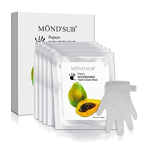 5 par de valores hidratación guantes - Máscaras natural y original de la papaya hidratante de la mano Para Manos Secas - Profundamente Brigthening Hidratante y guantes suavizar las pieles secas