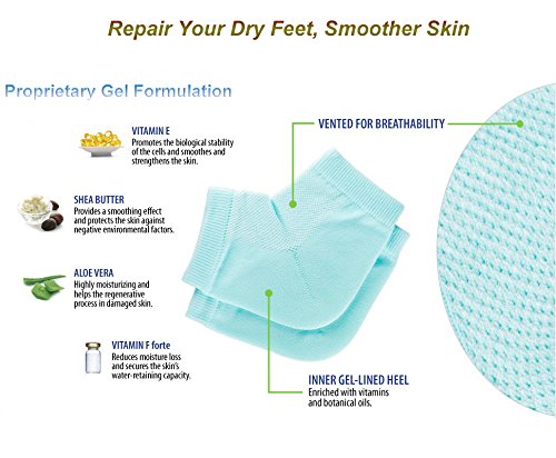 5 Pares calcetines hidratantes, calcetines de gel para el talón, calcetines abiertos para aliviar el dolor del talón, cómodos y suaves, con ventilación, para el cuidado de la piel seca y agrietada