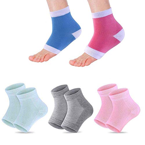 5 Pares calcetines hidratantes, calcetines de gel para el talón, calcetines abiertos para aliviar el dolor del talón, cómodos y suaves, con ventilación, para el cuidado de la piel seca y agrietada
