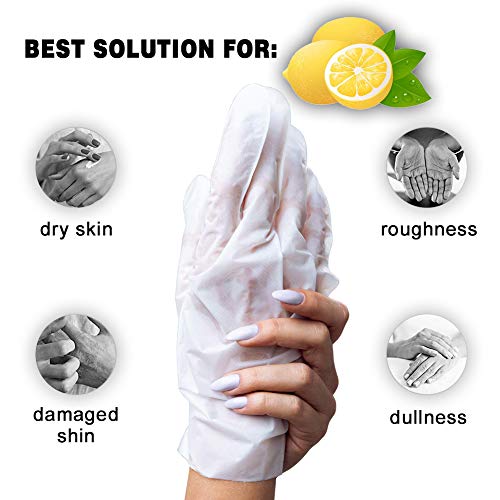 5 pares de guantes hidratantes Máscaras naturales y orgánicos hidratante para pieles secas a mano | Tratamiento de spa colágeno con Vitamina C | Guantes hidratantes profesionales para dar brillo