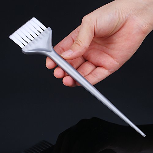 5 Piezas Cepillos de Coloración de Pelo Kit de Teñir Cabello Cepillo de Blanqueador de Peluquería Herramienta de Tinte de Pelo de Mango, Plateado Gris