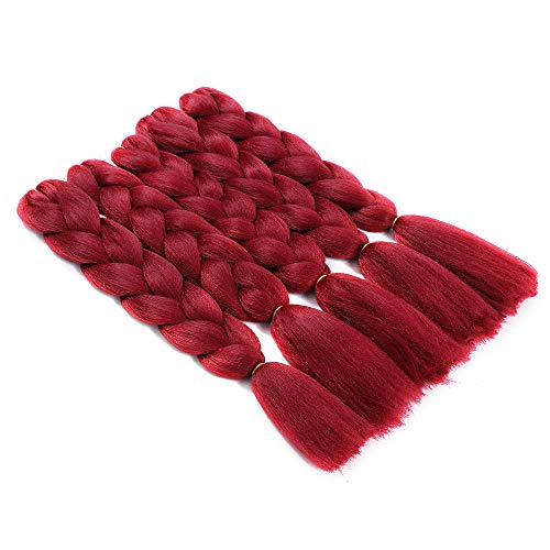 5 piezas de extensiones de cabello trenzado Jumbo rojo vino 24 pulgadas Moda Xpression Kanekalon cabello trenzado sintético