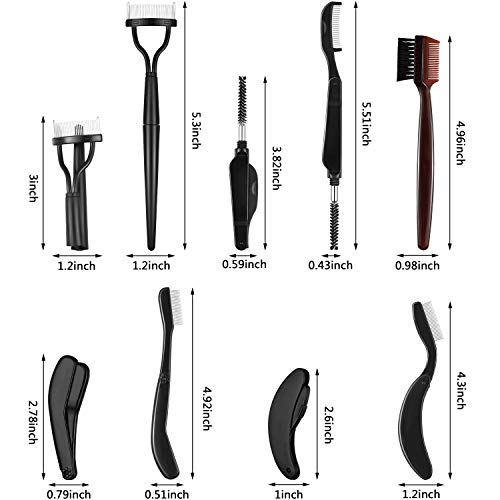 5 Piezas Peine de Cejas Plegable Cepillo de Aseo de Acero Inoxidable y Separador de Pestañas Aplicador de Rimel con Bolsa de Almacenamiento para Suministros de Maquillaje
