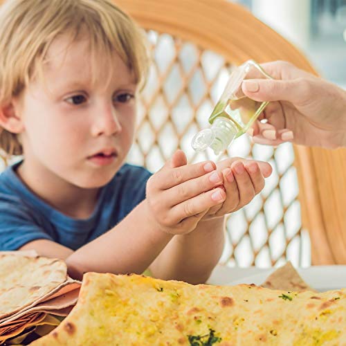 50 Botellas Vacías con Tapa Abatible Contenedores de Tamaño de Viaje Botella de Plástico Recargable de 1 oz/ 30 ml con 4 Embudos para Líquidos, Lociones, Cremas, Champú y Artículos de Tocador