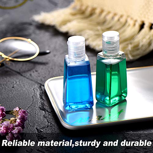 50 Botellas Vacías con Tapa Abatible Contenedores de Tamaño de Viaje Botella de Plástico Recargable de 1 oz/ 30 ml con 4 Embudos para Líquidos, Lociones, Cremas, Champú y Artículos de Tocador