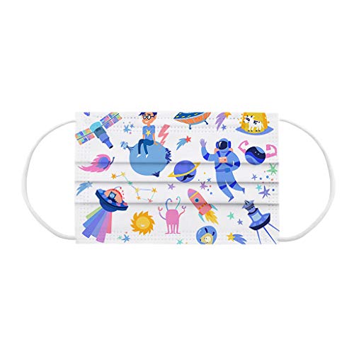 50 Unidades ??????????? Desechables Dibujos Platillo Volador Espacial Infantiles Antipolvo Filtro de 3 Capas Elásticos Reutilizable y Al Aire Libre Transpirables