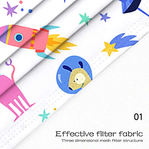 50 Unidades ??????????? Desechables Dibujos Platillo Volador Espacial Infantiles Antipolvo Filtro de 3 Capas Elásticos Reutilizable y Al Aire Libre Transpirables