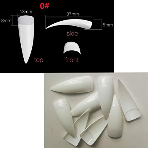 500 piezas Uñas De Uñas Uñas Artificiales Stiletto Largo Media cubierta de uñas acrílicas para uñas Art Size 10 Uñas postizas blancas
