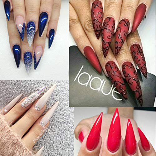 500 piezas Uñas De Uñas Uñas Artificiales Stiletto Largo Media cubierta de uñas acrílicas para uñas Art Size 10 Uñas postizas blancas