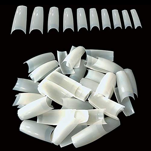 500pcs Lady French Acrylic Style Uñas postizas artificiales Puntas de uñas francesas naturales 10 Tamaños para salones de arte de uñas y bricolaje casero