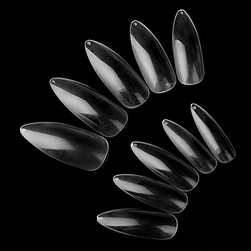 500PCS Uñas postizas transparentes Estilete largo uñas postizas Uñas postizas Puntas de uñas acrílicas Uñas de cubierta completa Calcomanía de uñas de 10 tamaños