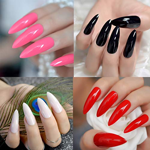 500PCS Uñas postizas transparentes Estilete largo uñas postizas Uñas postizas Puntas de uñas acrílicas Uñas de cubierta completa Calcomanía de uñas de 10 tamaños