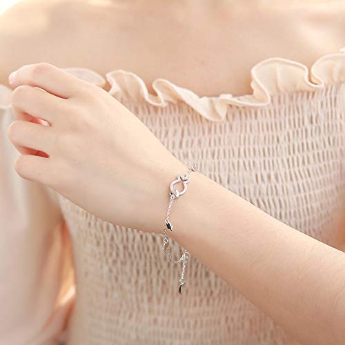 53 cumpleaños regalos para mujer – plata de ley 925 para mujer cinco lindas pulseras de peces de plata, 53 años de edad, regalos de cumpleaños para mujeres, divertido 53 cumpleaños regalos para mujer