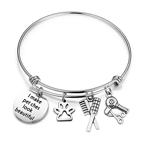 5husihai Pet Groomer regalo veterinario pulsera huella huella encanto pulsera mascota amante regalo