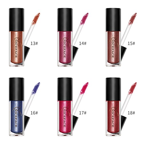 6 colores brillo liuquid lápiz labial, Moresave brillo labial conjunto larga duración impermeable líquido lápiz labial para fiesta brillante maquillaje