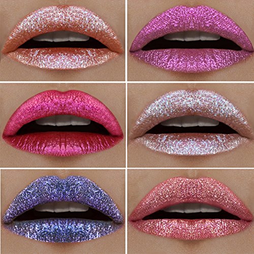 6 colores brillo liuquid lápiz labial, Moresave brillo labial conjunto larga duración impermeable líquido lápiz labial para fiesta brillante maquillaje
