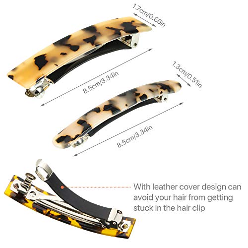 6 pasadores para el pelo de acetato de celulosa de celosa francesa, rectángulos automáticos, medianos y franceses, pasadores para el pelo para mujeres y niñas, gruesos y medianos