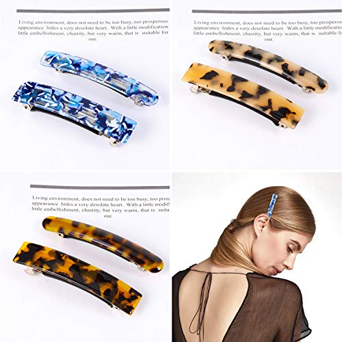 6 pasadores para el pelo de acetato de celulosa de celosa francesa, rectángulos automáticos, medianos y franceses, pasadores para el pelo para mujeres y niñas, gruesos y medianos