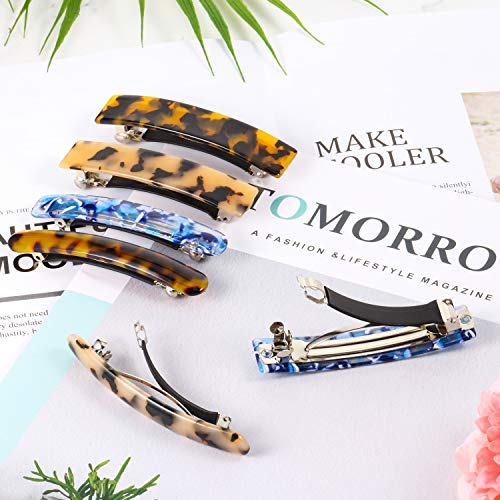 6 pasadores para el pelo de acetato de celulosa de celosa francesa, rectángulos automáticos, medianos y franceses, pasadores para el pelo para mujeres y niñas, gruesos y medianos