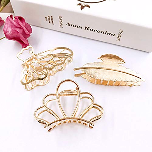 6 Piezas de Metal Pinzas para el Cabello, Clip Agarre Pelo Hebilla Antideslizante Accesorios para el Cabello Mujer Niñas Sostenedor de Pelo,para Ducha, Maquillaje, Accesorios(6 tipos de forma)