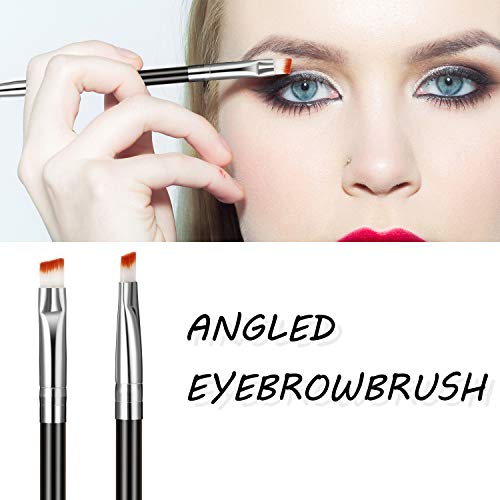 6 Piezas Duo Cepillos de Cejas Pincel de Cejas Angulado y Brocha Spoolie Mini Cepillo de Pestañas para Ceja Angulada Tintado, Apto para Gel y Crema