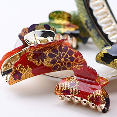 6 pinzas para el cabello, antideslizantes, fuerte, agarre, pinza para el cabello con estampado floral, diseño francés, accesorios para el cabello para mujeres y niñas (9cm y 5cm)