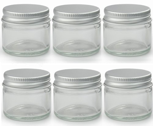 6 x tarros de cristal transparente pequeño 15 ml. Apropiado para bálsamo labial, hierbas, especias, crema facial, ungüentos y velas