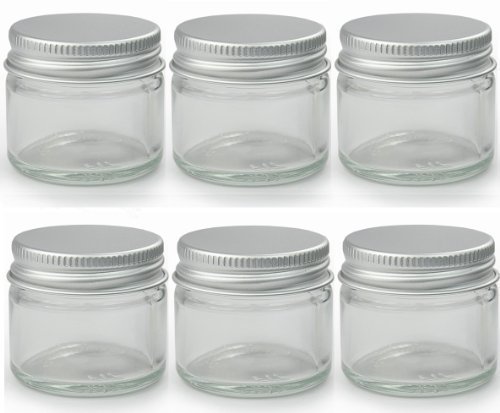 6 x tarros de cristal transparente pequeño 15 ml. Apropiado para bálsamo labial, hierbas, especias, crema facial, ungüentos y velas