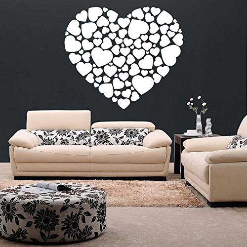 (60 x 53 cm) de la pared del vinilo adhesivo de corazones en forma de corazón/romántico de arte decoración wallkraft/casa amor par extraíbles para REGALO GRATIS + tela al azar!