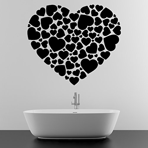 (60 x 53 cm) de la pared del vinilo adhesivo de corazones en forma de corazón/romántico de arte decoración wallkraft/casa amor par extraíbles para REGALO GRATIS + tela al azar!