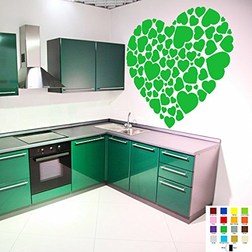(60 x 53 cm) de la pared del vinilo adhesivo de corazones en forma de corazón/romántico de arte decoración wallkraft/casa amor par extraíbles para REGALO GRATIS + tela al azar!