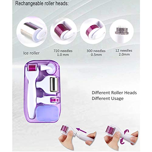 6in1 Micro Needle Roller Beauty Set Box Arrugas Cara delgada Inicio para la regeneración de la piel, antienvejecimiento, estrías y reducción de cicatrices.-0.5mm+1.0mm+1.5mmblack