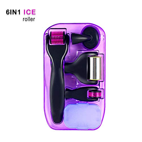 6in1 Micro Needle Roller Beauty Set Box Arrugas Cara delgada Inicio para la regeneración de la piel, antienvejecimiento, estrías y reducción de cicatrices.-0.5mm+1.0mm+1.5mmblack