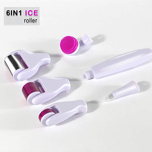 6in1 Micro Needle Roller Beauty Set Box Arrugas Cara delgada Inicio para la regeneración de la piel, antienvejecimiento, estrías y reducción de cicatrices.-0.5mm+1.0mm+1.5mmblack