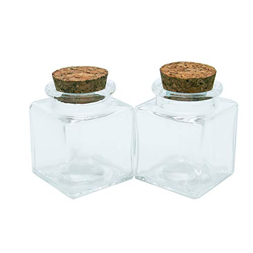 6pcs 50ml Frascos de Vidrio Vacía Transparente con Corcho, Mini Botellas de Cristal Cuadrado, Adecuado para Casarse Botella Pequeña al por Mayor Que Desea