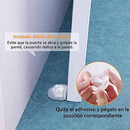 6PCS Tope Puerta Topes Puertas Transparente Autoadhesivo Protección Puerta Muebles Pared de Casa Oficina