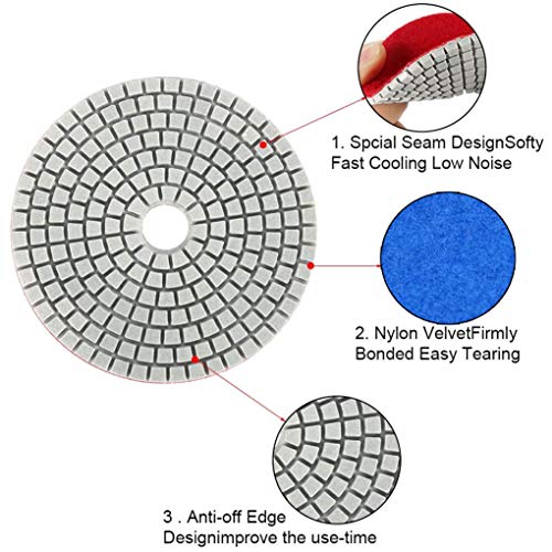 7 Piezas 4 Pulgadas Diamond Polishing Pad Húmedo para Pulidor de Piedra Mojada Pulidora Diamante Accesorios