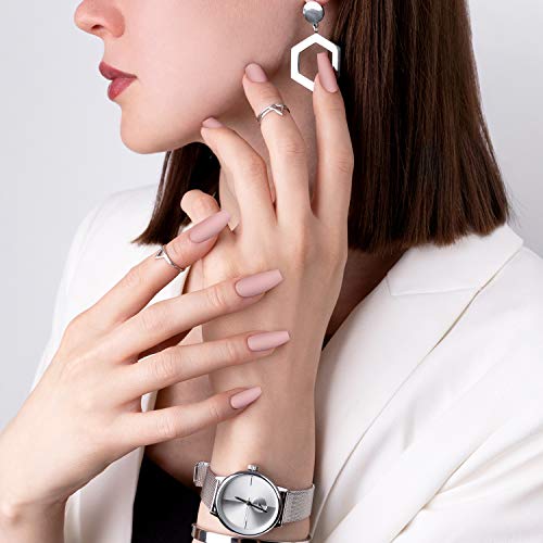 72 Piezas Uñas Postizas de Bailarina Uñas Artificiales en Ataúd Kit de Puntas de Uñas Largas Medias Mate, 3 Cajas de Uñas Falsas de Completa Cubierta con Palillo Lima para Arte de Uñas