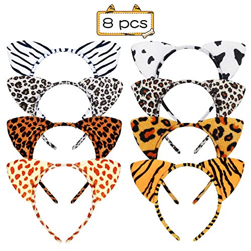 8 pcs Diadema Orejas de Animales,SEELOK Cinta de Pelo Orejas de Animales Niñas Diadema Animales para Cosplay Ceremonias de Graduación Fiestas Temáticas de Cumpleaños Mascaradas