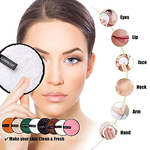 8 Piezas Almohadillas Desmaquillantes Lavable,Discos Desmaquillantes Reutilizable,Desmaquillante Facial Microfibra,Makeup Remover Pads,Impieza Facial Almohadillas de felpa,Maquillaje Toalla
