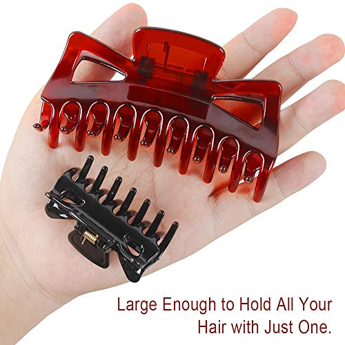 8 Piezas Clips de Garra Hebillas de Pelo Grandes de Plástico Pinzas para el Cabello de Baño Hebillas de Pelo para Mujeres de 11cm (Negro y Marrón)