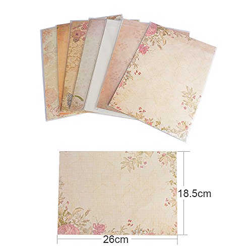 80 Hojas Papel de Carta Vintage Antiguo Escritura Escribir (26cm*18.5cm) para Decoración Manualidades Scrapbooking Poemas Imprimible con Varios Diseños Elegantes