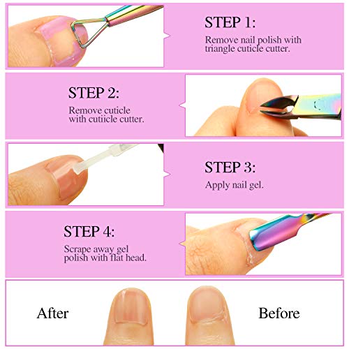 9 Piezas de Recortador de Cutícula con Empujador de Cutícula Alicates de Cutícula Raspador de Cutícula de Triángulo de Acero Inoxidable Cuchara Pelador Raspador Limpiador de Gel para Uñas Pies