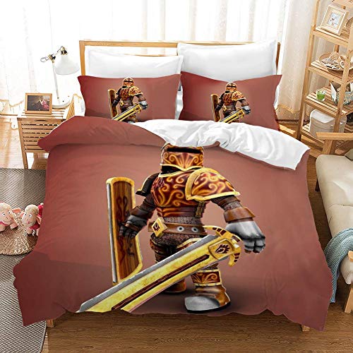 916 Duvet Cover Sets 3D Roblox Printing Cartoon Bedding Set with Zipper Closure 100% Polyester Gift Duvet Cover 3 Pieces Set with 2 Pillowcases L-GB SuperKing102*87"(260 * 220cm)
