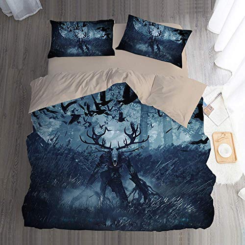 916 Duvet Cover Sets 3D The Witcher Printing Cartoon Bedding Set with Zipper Closure 100% Polyester Gift Duvet Cover 3 Pieces Set with 2 Pillowcases G-King104*89"(264x228cm)