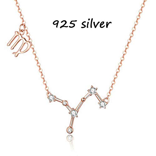 925 Mujer Collares Plata De Ley 12 Constelaciones Colgantes Signos Astrológicos Zodiacos para El Cumpleaños Día De La Madre Joyas De Exclusivo para Regalo Boda Novia,Vigo