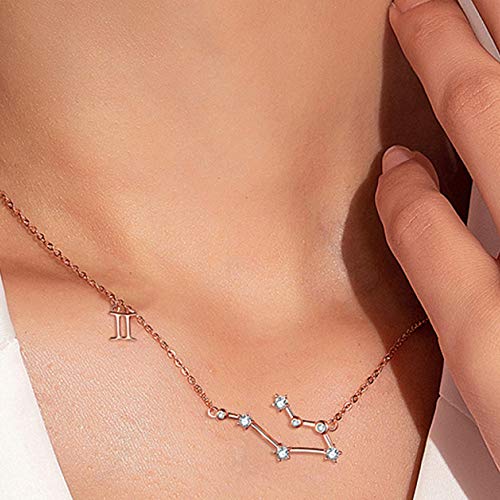 925 Mujer Collares Plata De Ley 12 Constelaciones Colgantes Signos Astrológicos Zodiacos para El Cumpleaños Día De La Madre Joyas De Exclusivo para Regalo Boda Novia,Vigo