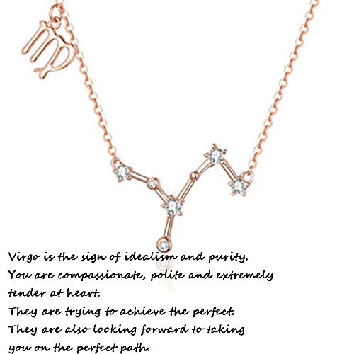 925 Mujer Collares Plata De Ley 12 Constelaciones Colgantes Signos Astrológicos Zodiacos para El Cumpleaños Día De La Madre Joyas De Exclusivo para Regalo Boda Novia,Vigo